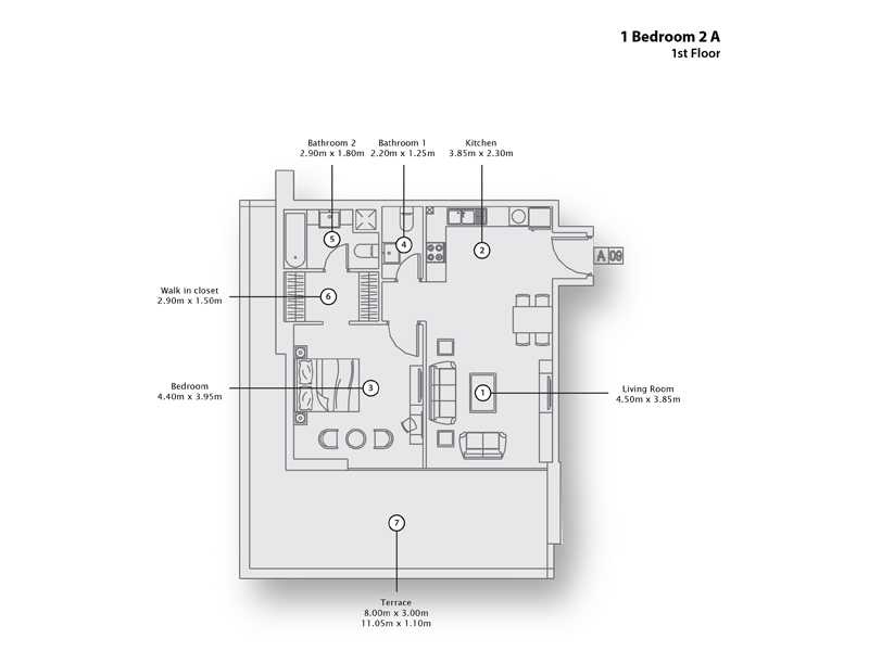 1 Bedroom Apartment 2 A, 1st Floor